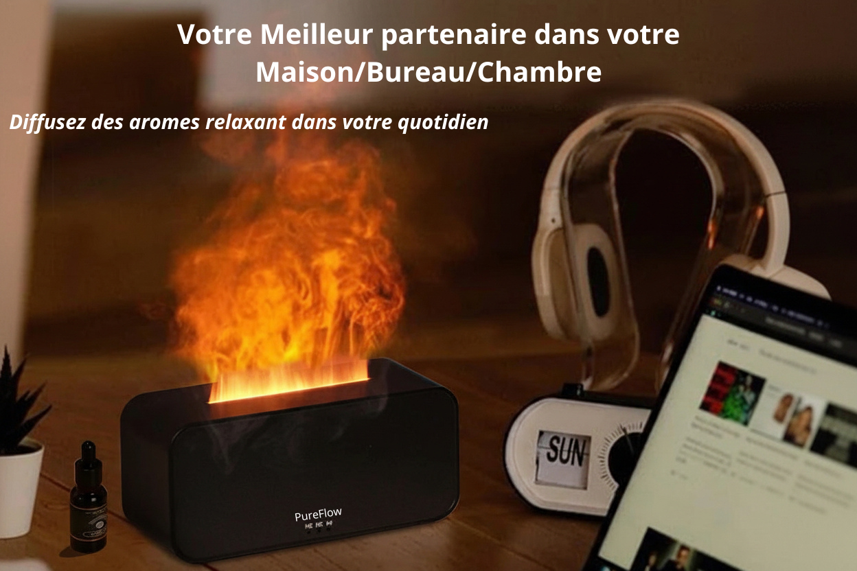 PureFlow™ – Diffuseur d’Huiles Essentielles Design Effet Flamme