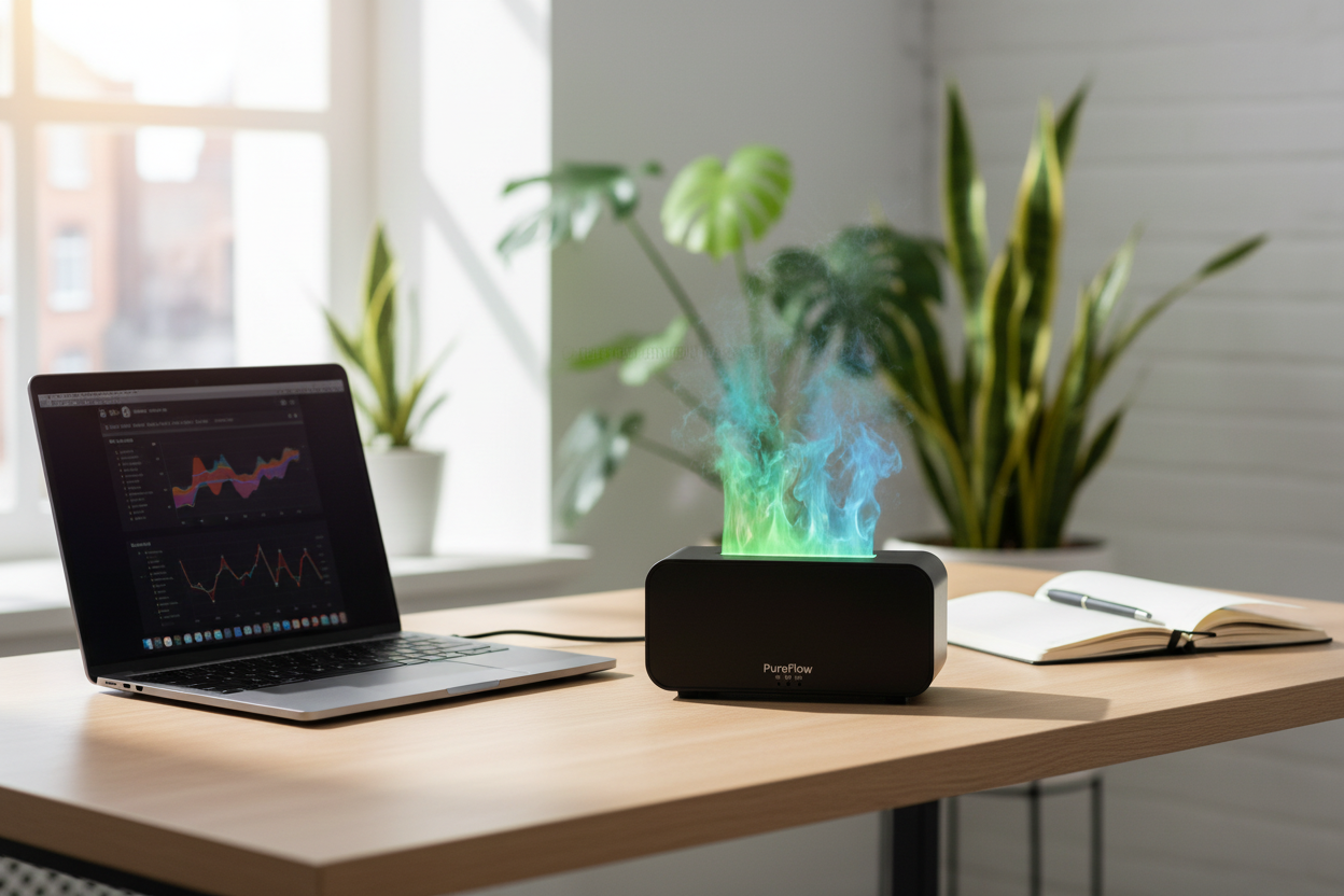 PureFlow™ – Diffuseur d’Huiles Essentielles Design Effet Flamme