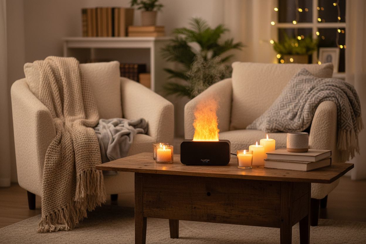 PureFlow™ – Diffuseur d’Huiles Essentielles Design Effet Flamme